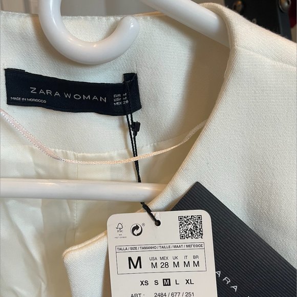 NWT Zara mid-length white blazer/jacket - Picture 2 of 3
